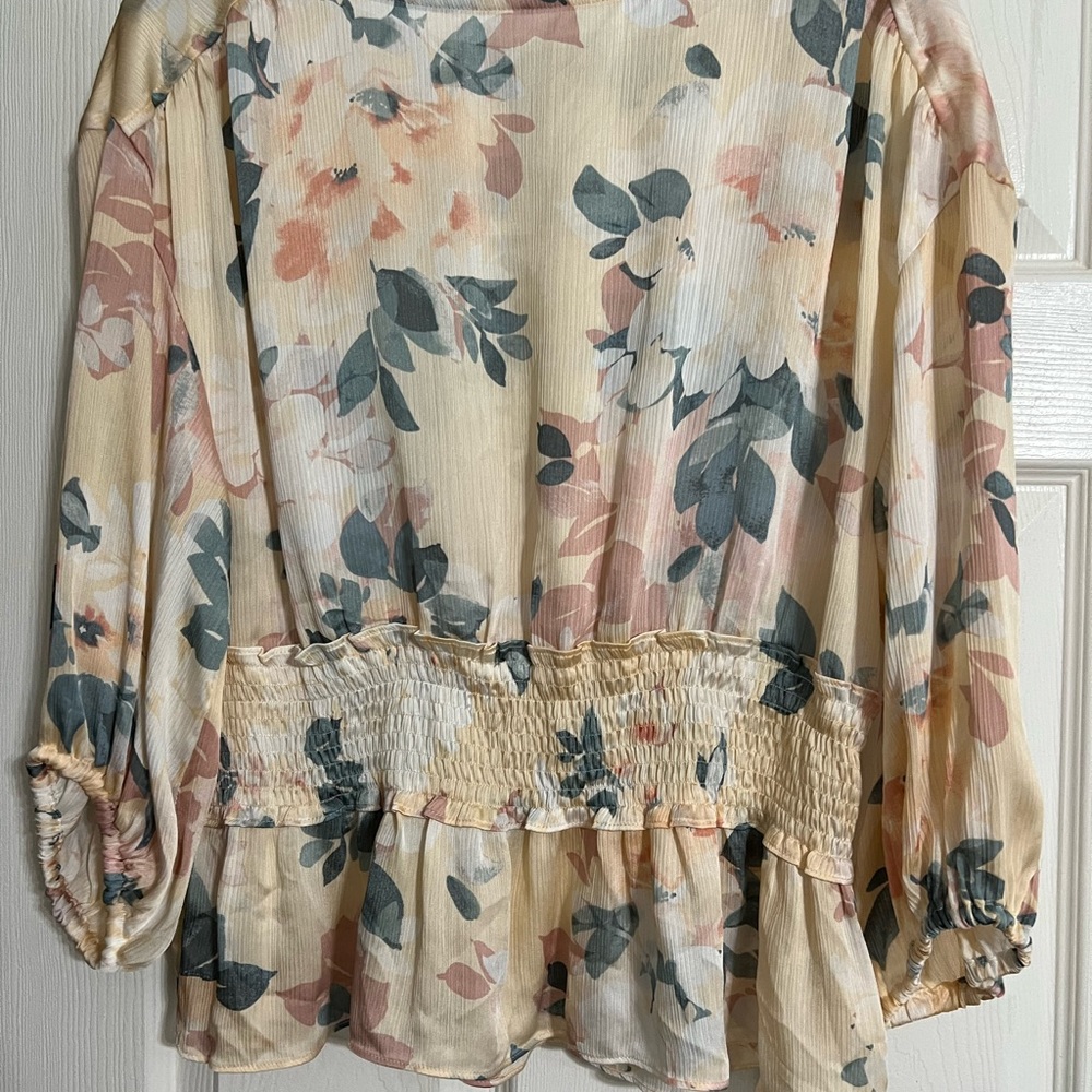 Floral tops from RYEGRASS. Gray floral the other is Peach floral.
